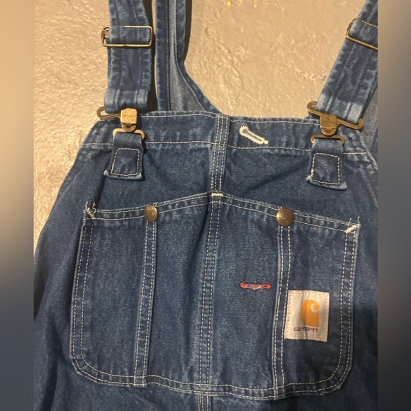 Carhartt Men’s Denim Overalls R07-DST Blue 42x32 Workwear Carpenter Bib Overalls - Picture 3 of 6